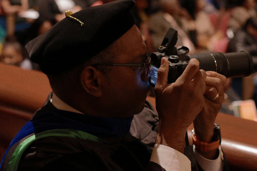 Professor Michael Scantlebury taking photos
